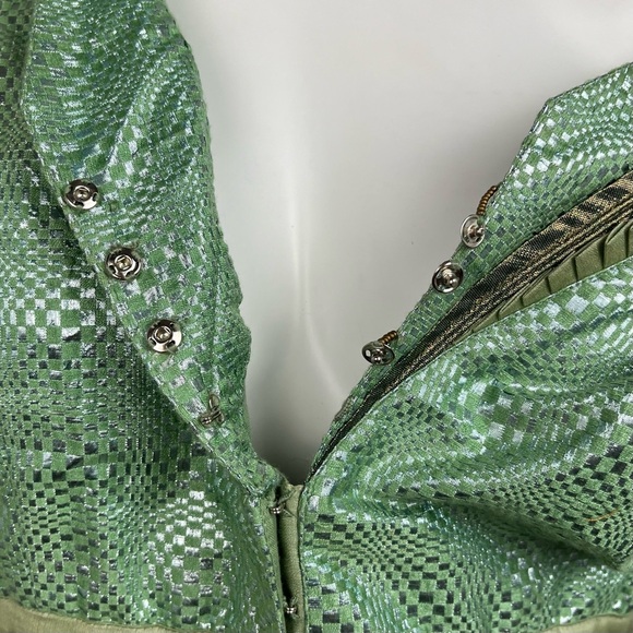 VIRTUES Vintage Empire Waist Metallic Fairy Grunge Circle Skirt Midi Dress Boho - Picture 5 of 15